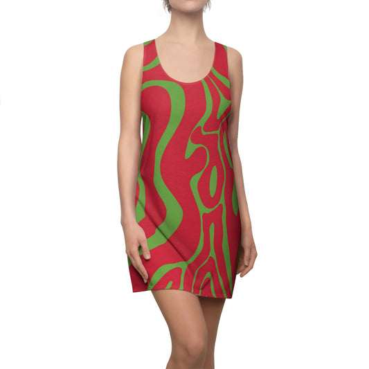Rot Swirl Racerback Kleid – Abstraktes Sommerkleid
