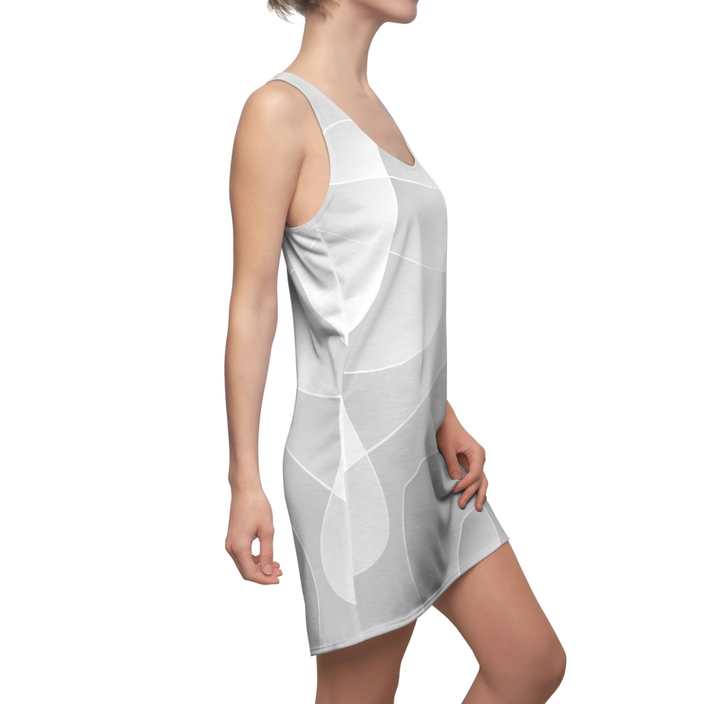 Racerback Damenkleid Sommer – Graues Linienmuster, elegant & modern