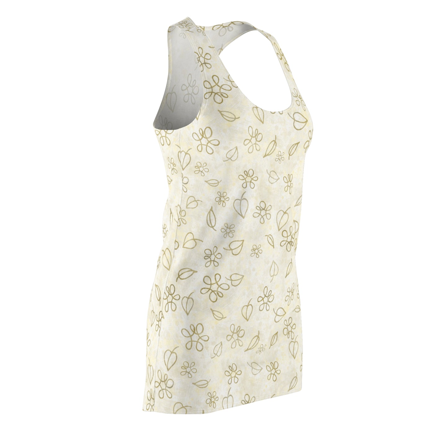 Elegantes beiges Racerback Kleid mit floralem Blätter-Print