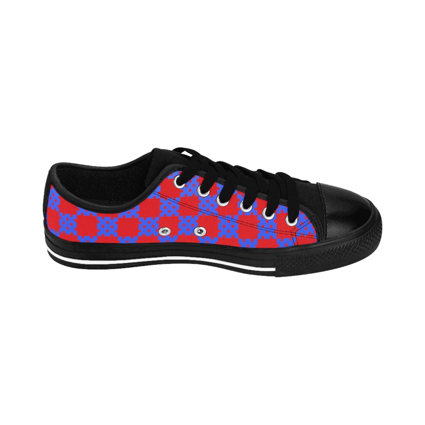 Damen Canvas Sneaker Rot Blau Karomuster | Low Top Streetwear Schuhe
