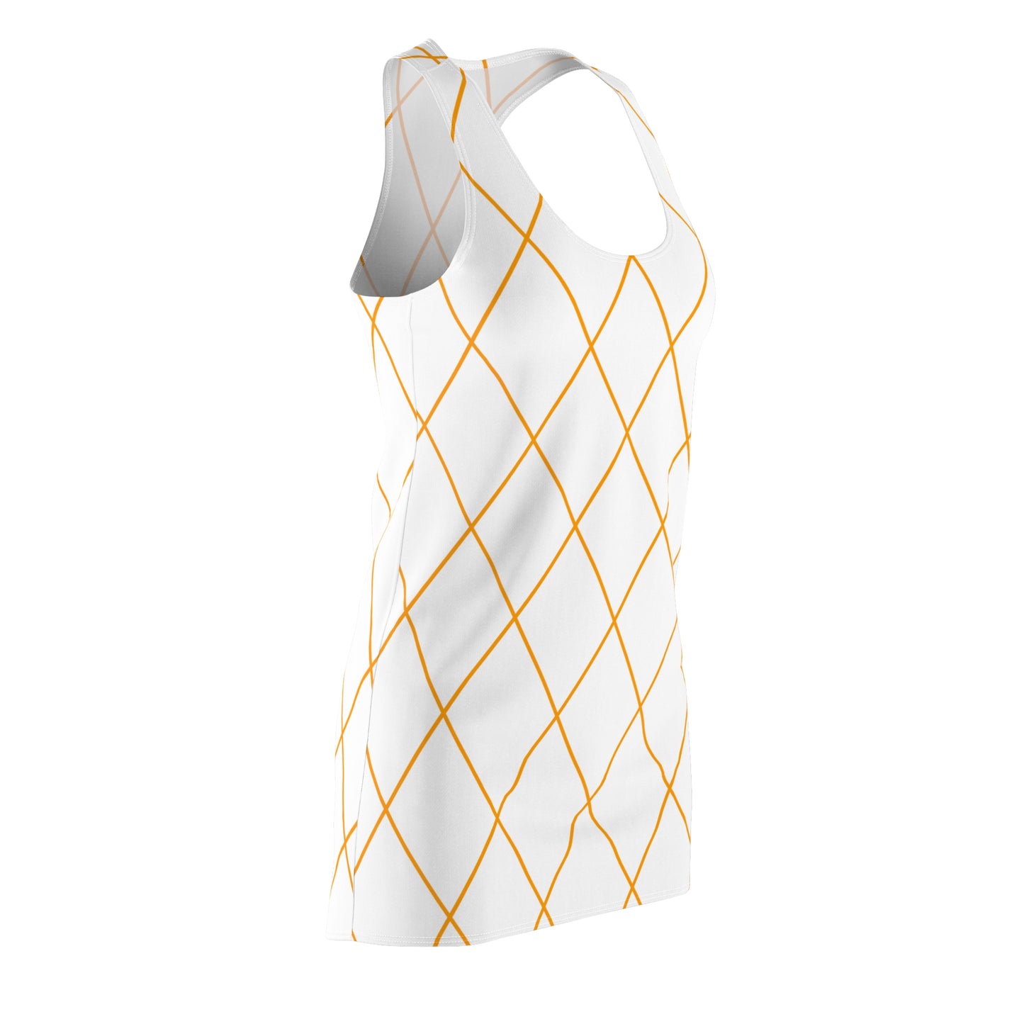 Golden Line Grid Racerback Dress | Minimalist Geometric Pattern