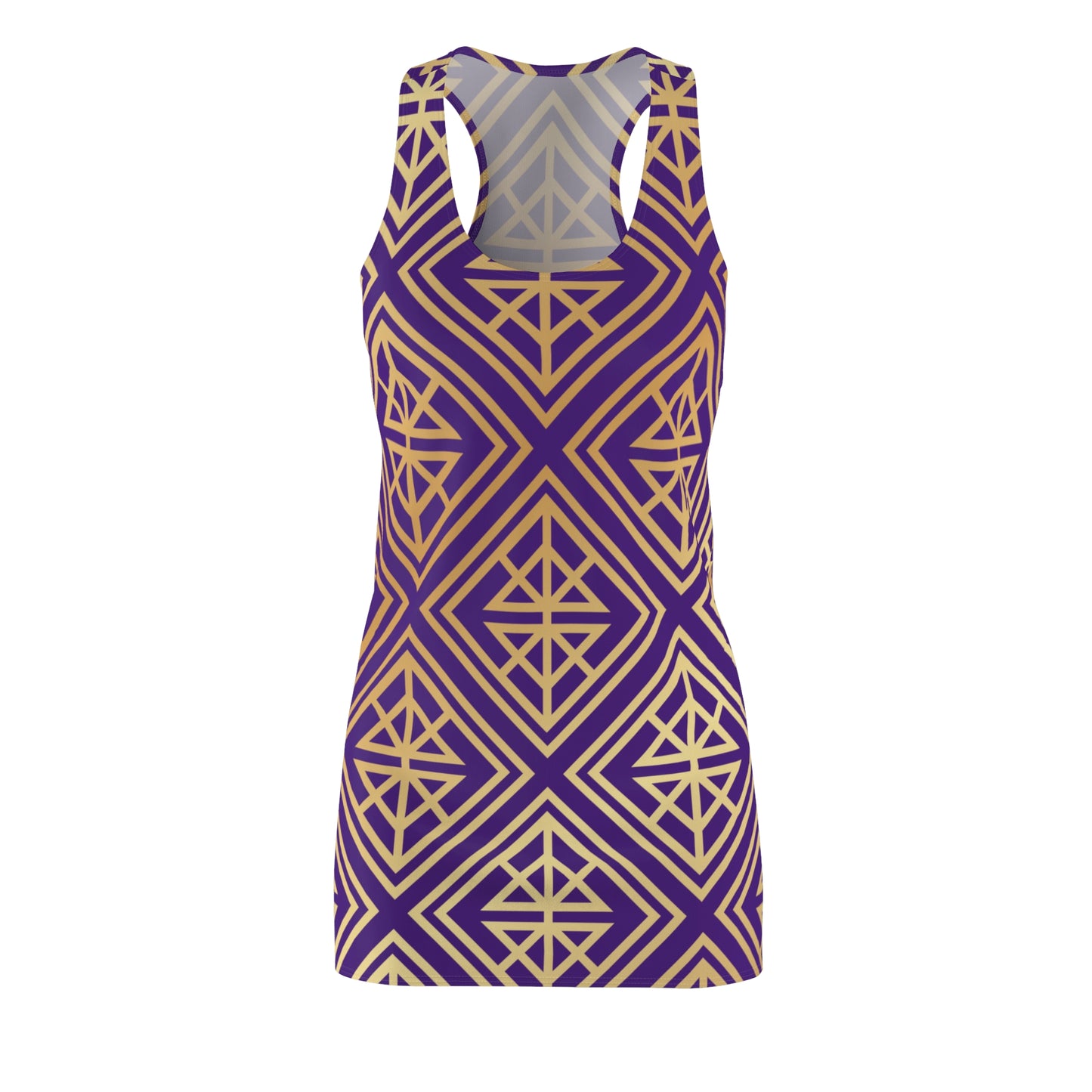 Luxury Racerback Dress mit Geometric Gold Line Muster purple