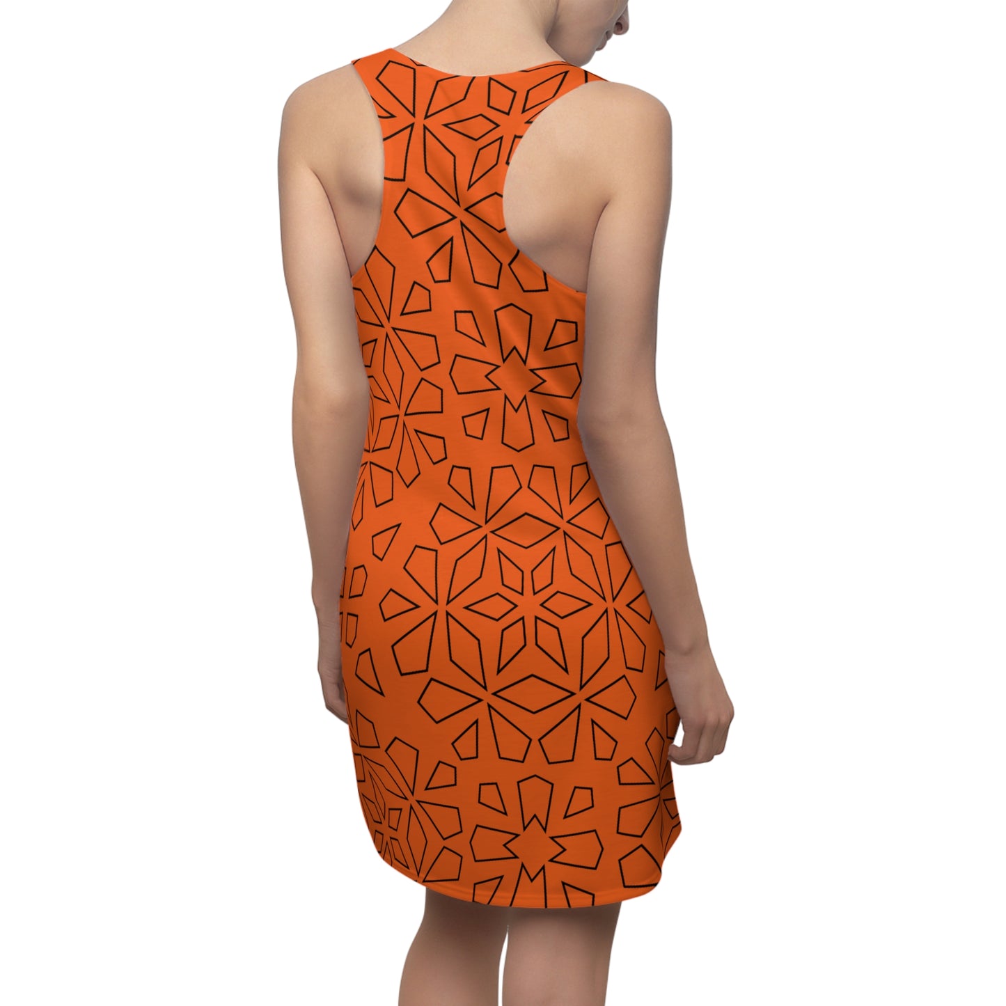 Orange Schwarz Racerback Kleid – Stylische Damenmode
