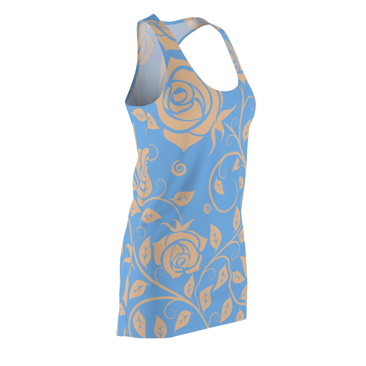 Floral Racerback Kleid Rose – Elegant in Beige & Hellblau