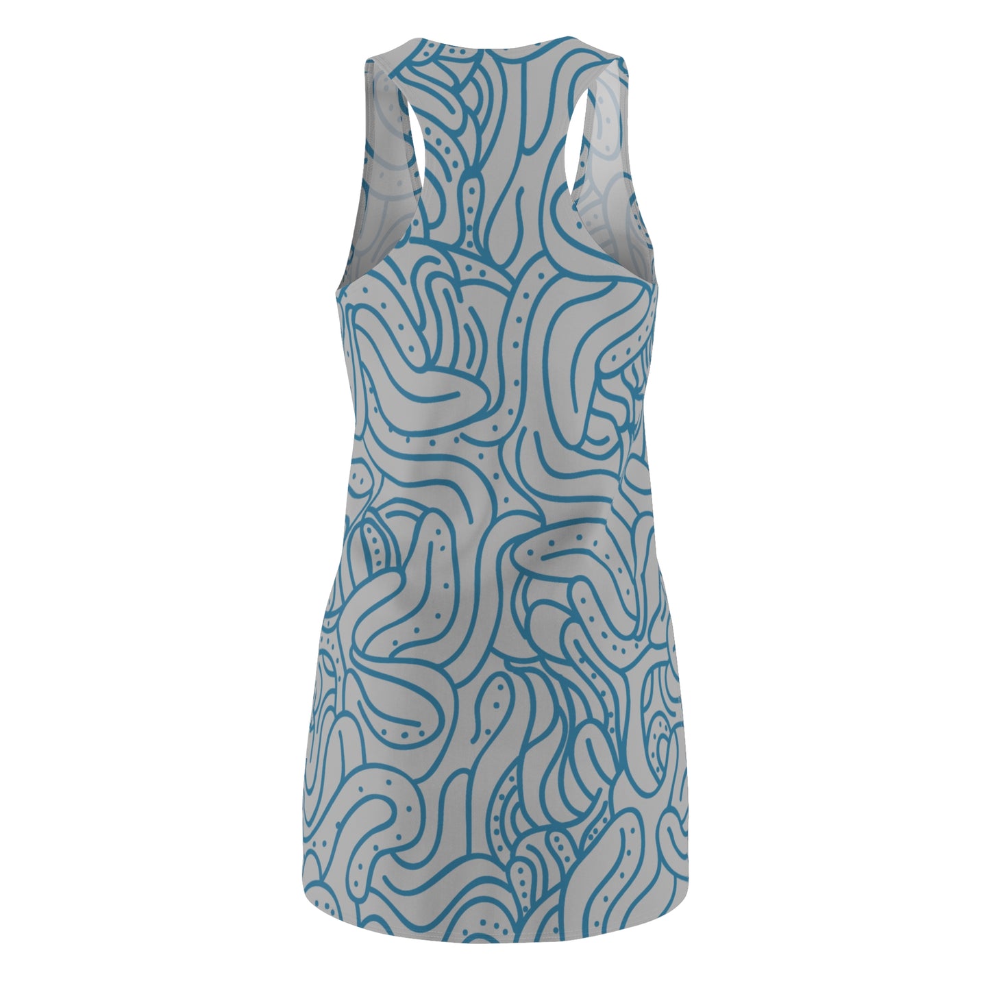 Racerback Kleid Blau Grau – Modernes Wellenmuster