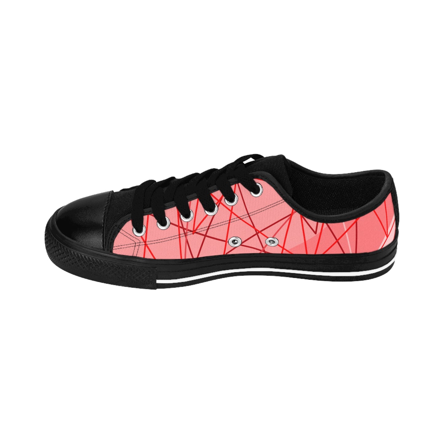 Damen Canvas Sneaker Rosa Linien Muster Streetwear Freizeit Schuhe