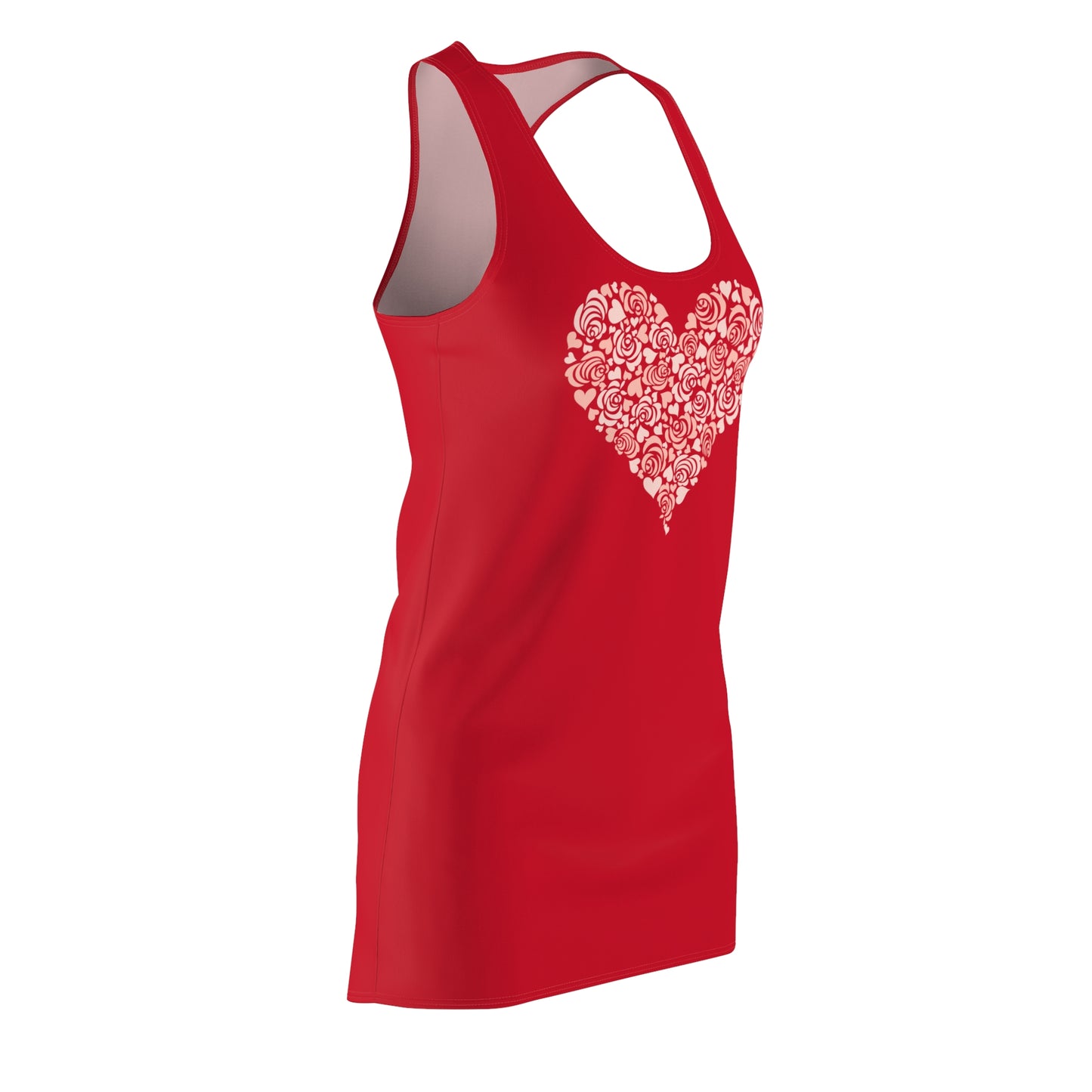 Dunkelrot Floral Heart Kleid Racerback Romantisches Sommerkleid