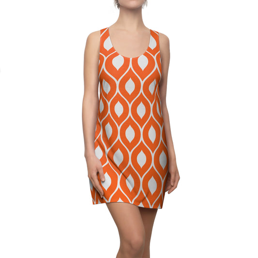 Orange Grau Geometrie Racerback Kleid – Stilvolles Sommerkleid