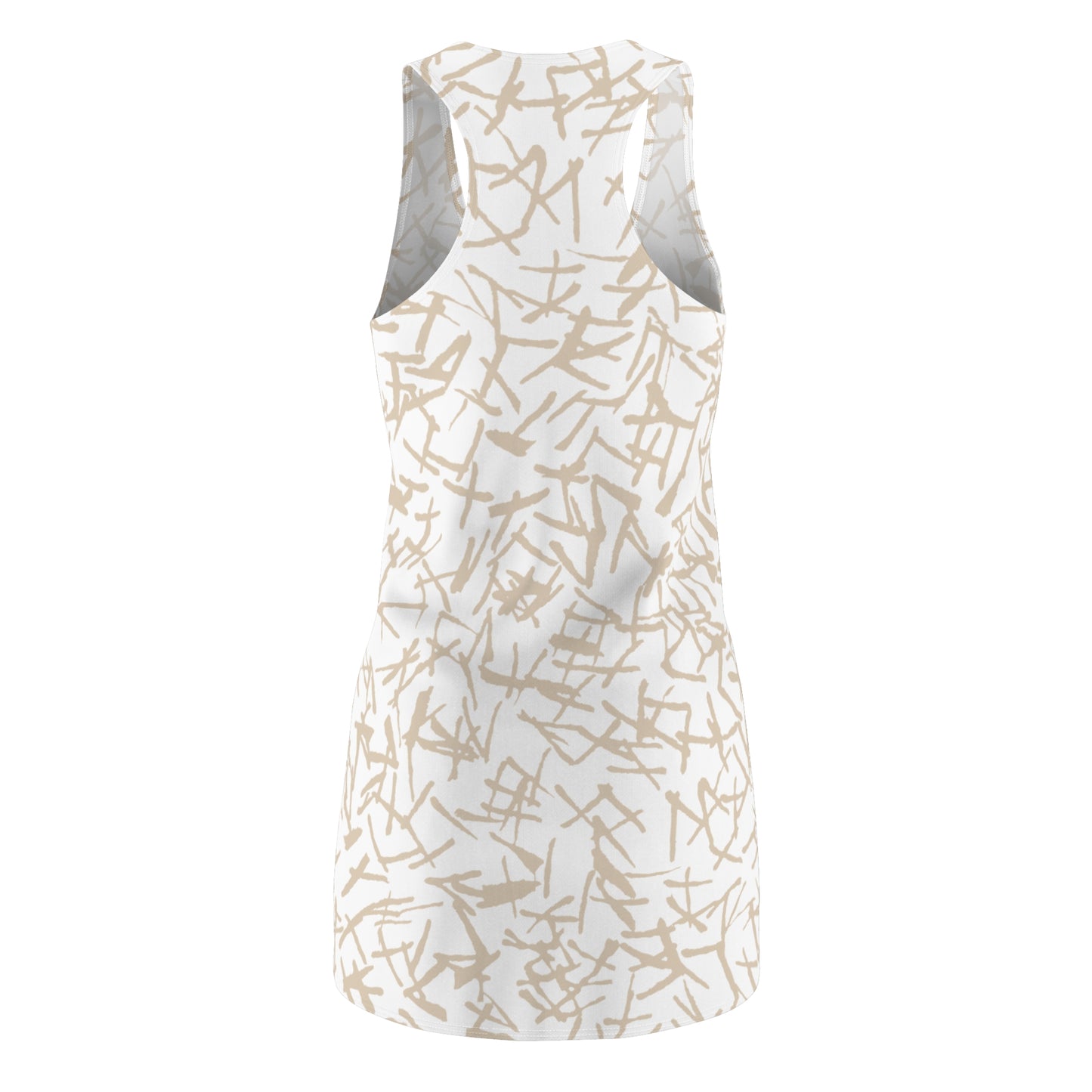 Racerback Damenkleid Sommer – Abstraktes Linienmuster, modern & bequem Weiss