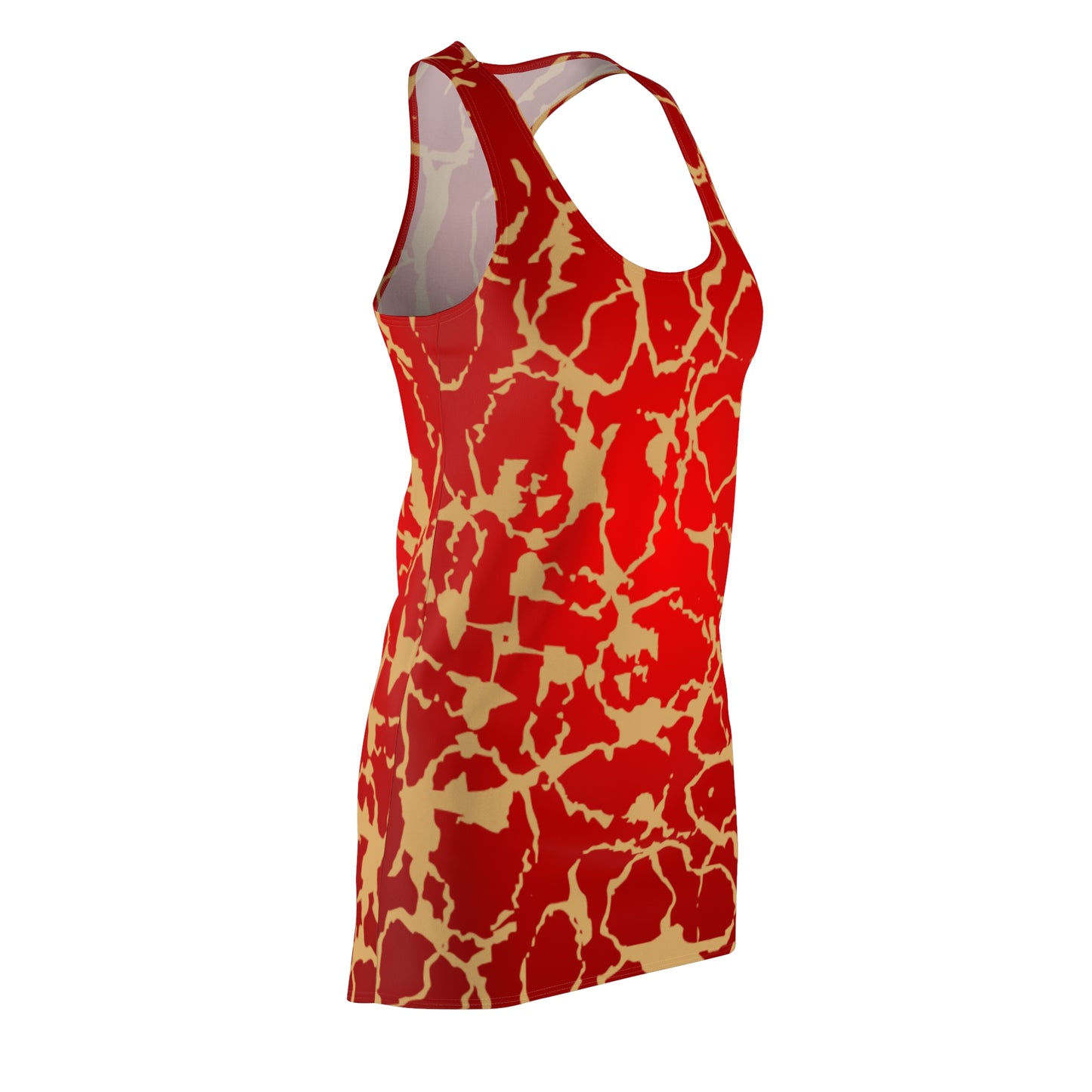 Rotes Damen Sommerkleid mit Farbverlauf und goldenem Muster