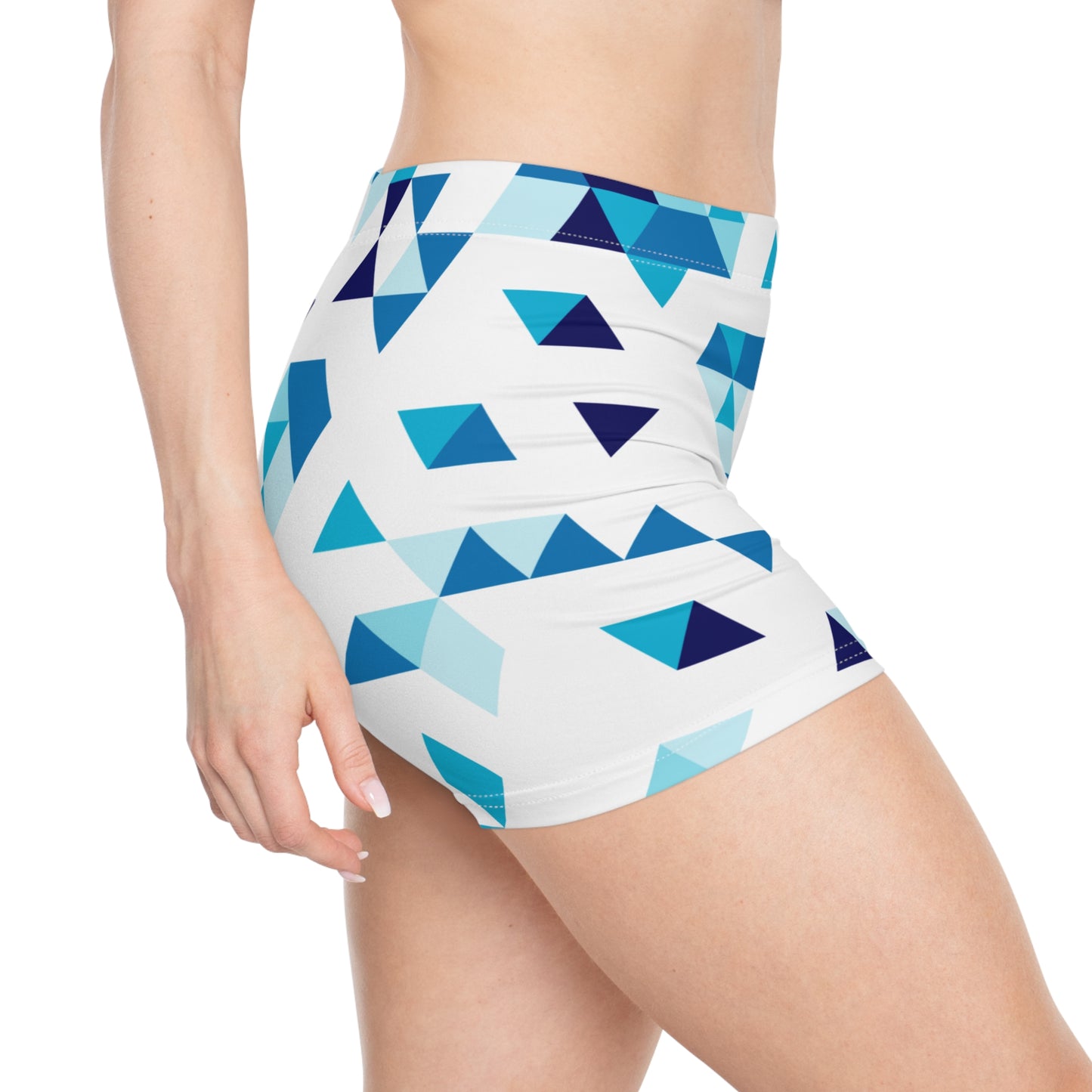 Geometric Blue Womens Shorts Sport Summer Lounge Beach