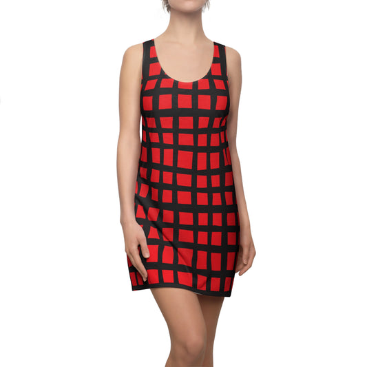 Rot Grid Racerback Kleid – Moderner Sommerlook