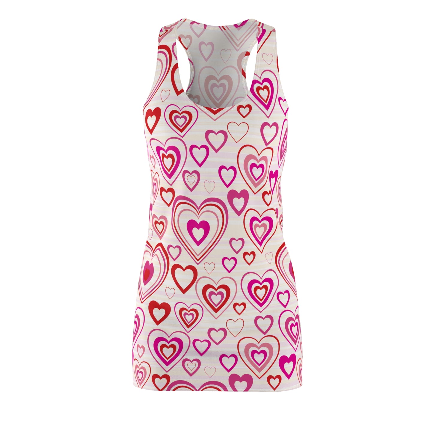 Herz Print Racerback Kleid – Pink Rot Valentinslook