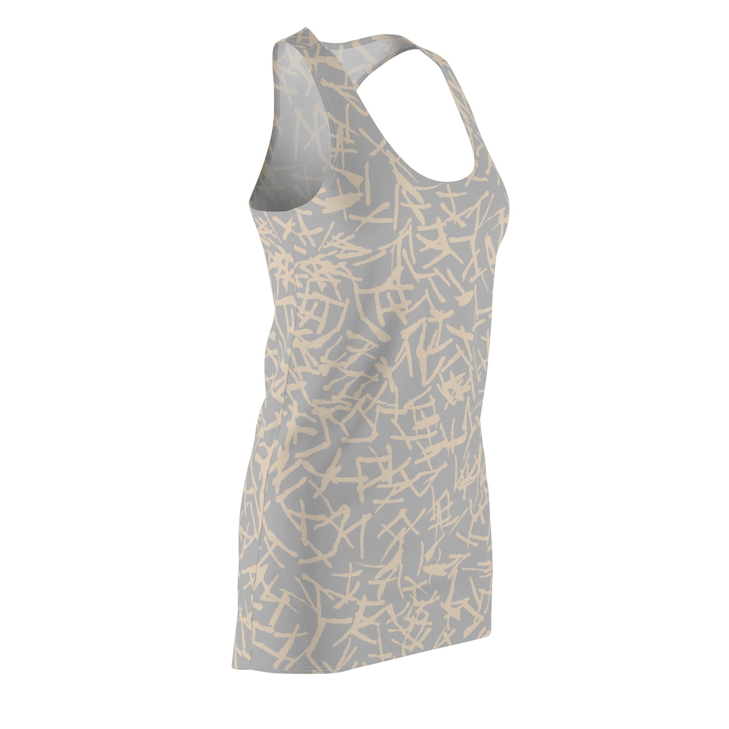 Racerback Damenkleid Sommer – Abstraktes Linienmuster, modern & bequem grau