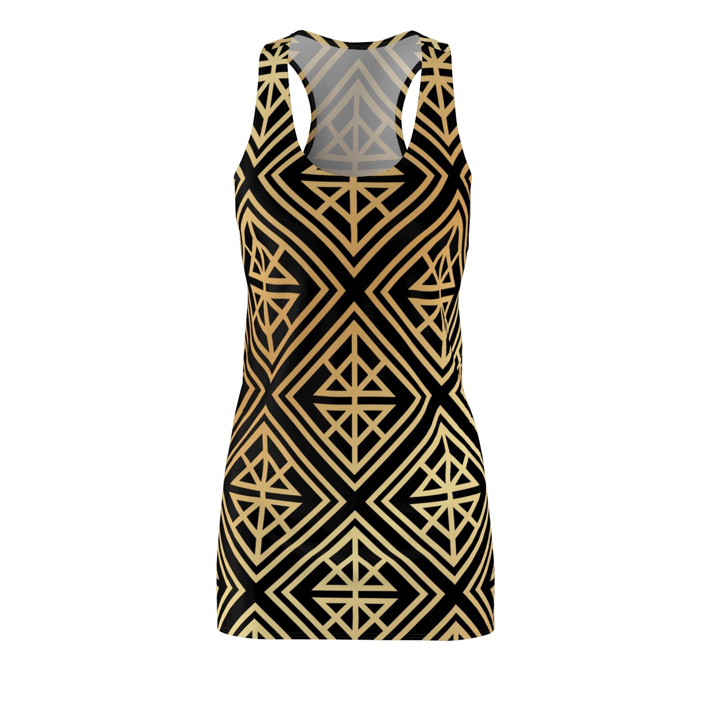 Luxury Racerback Dress mit Geometric Gold Line Muster black