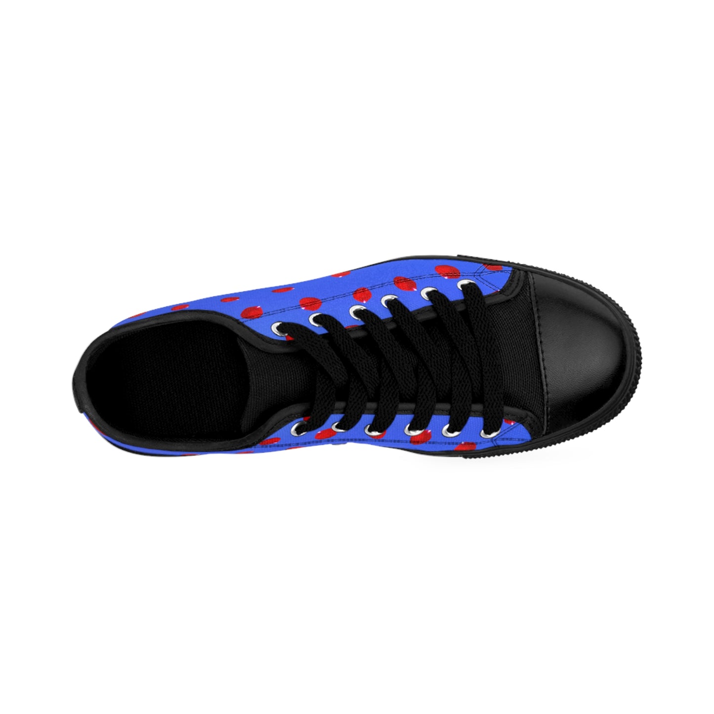 Blue Red Floral Sneakers Women Casual Low Top Canvas Shoes