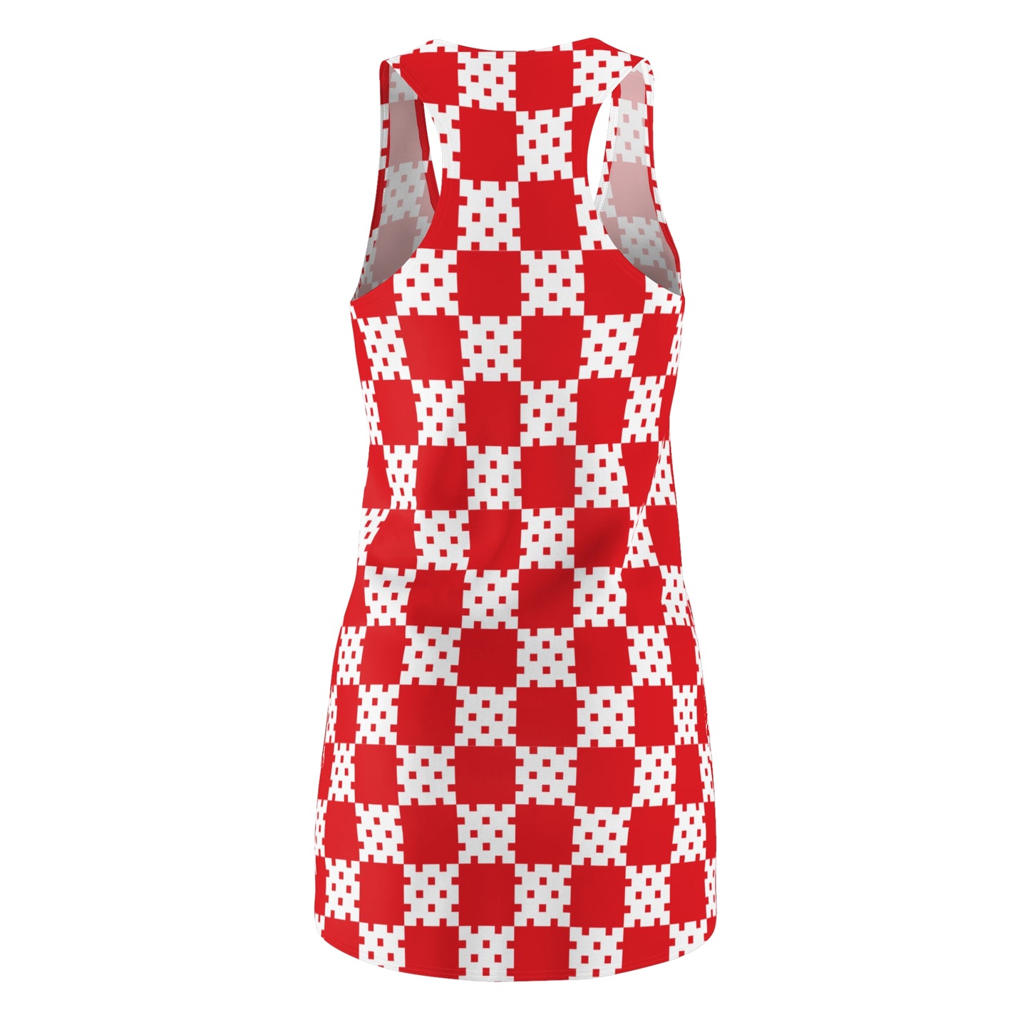 Rot-Weisses Racerback Kleid mit geometrischem Karomuster