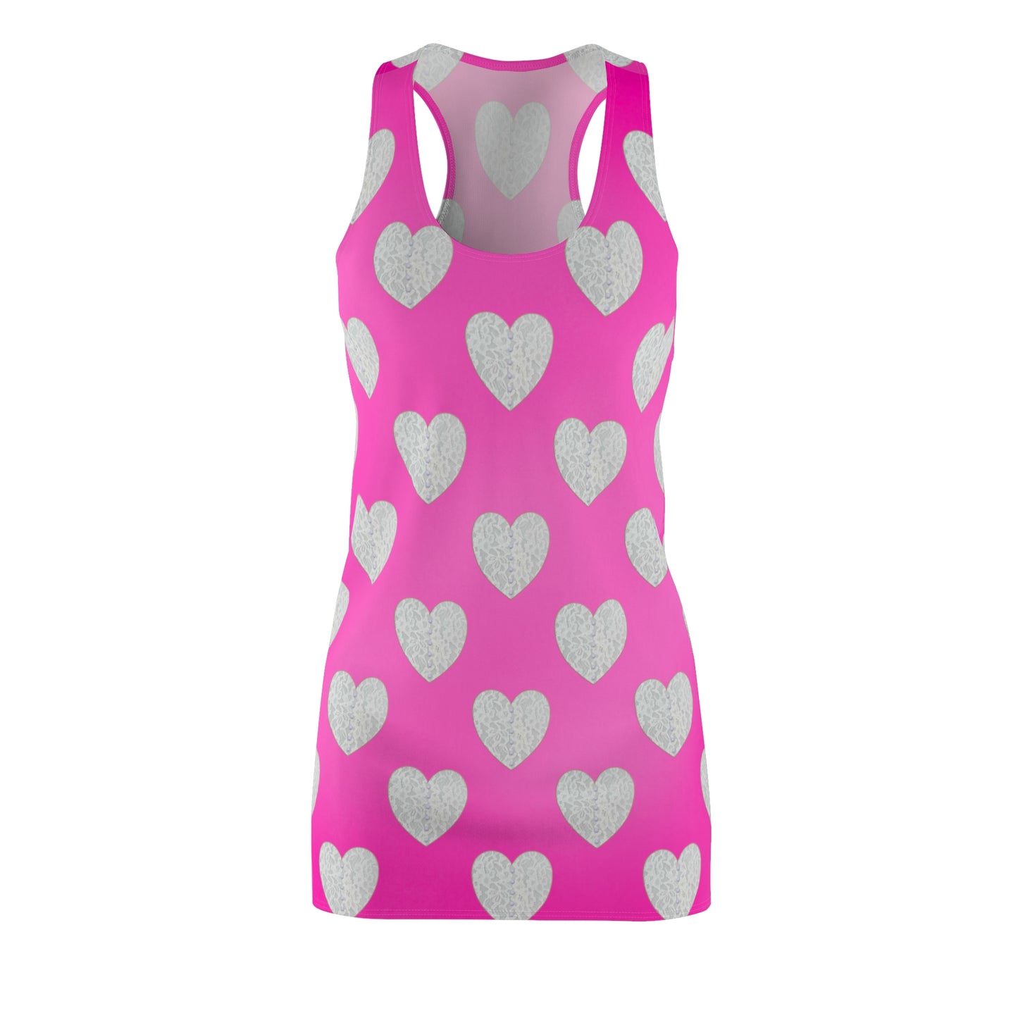 Pinkes Racerback Kleid mit Herzmuster & sanftem Farbverlauf
