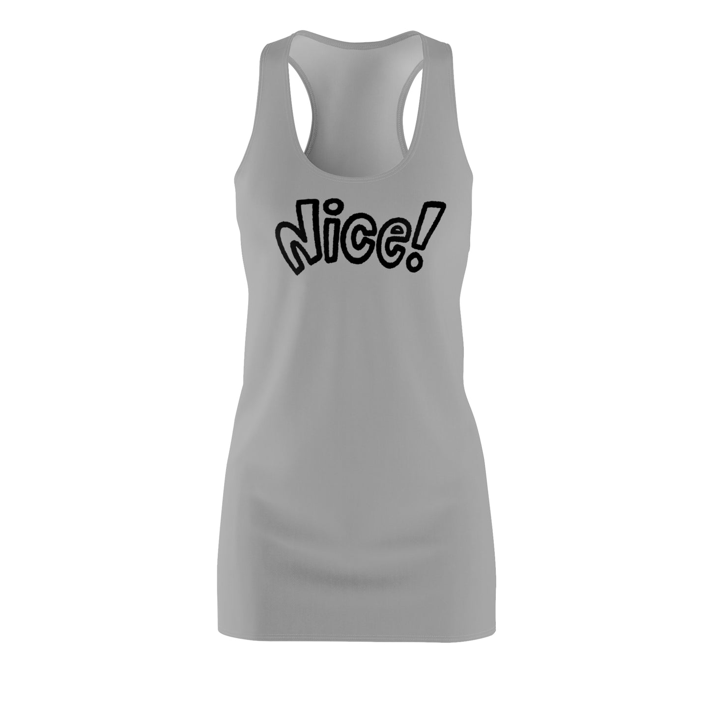 Racerback Damenkleid Sommer – „Nice!“ Statement, modern & lässig grau