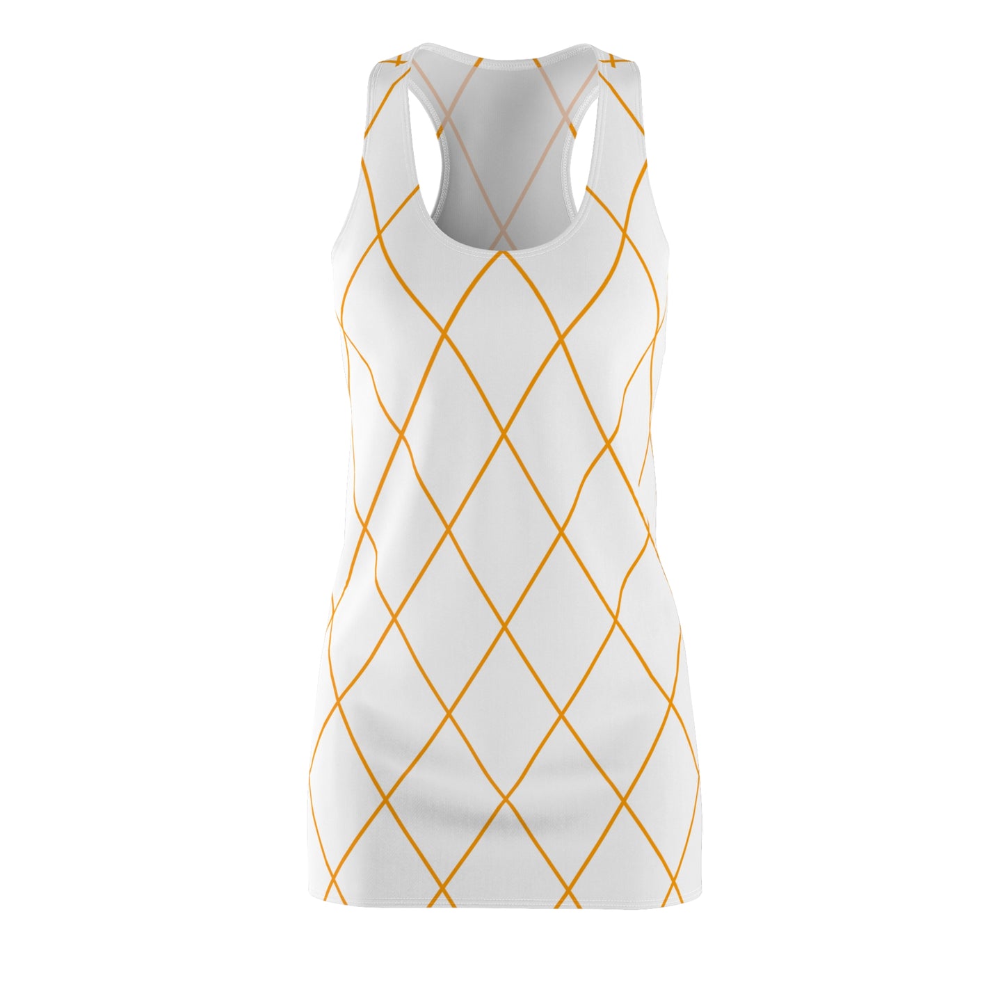 Golden Line Grid Racerback Dress | Minimalist Geometric Pattern