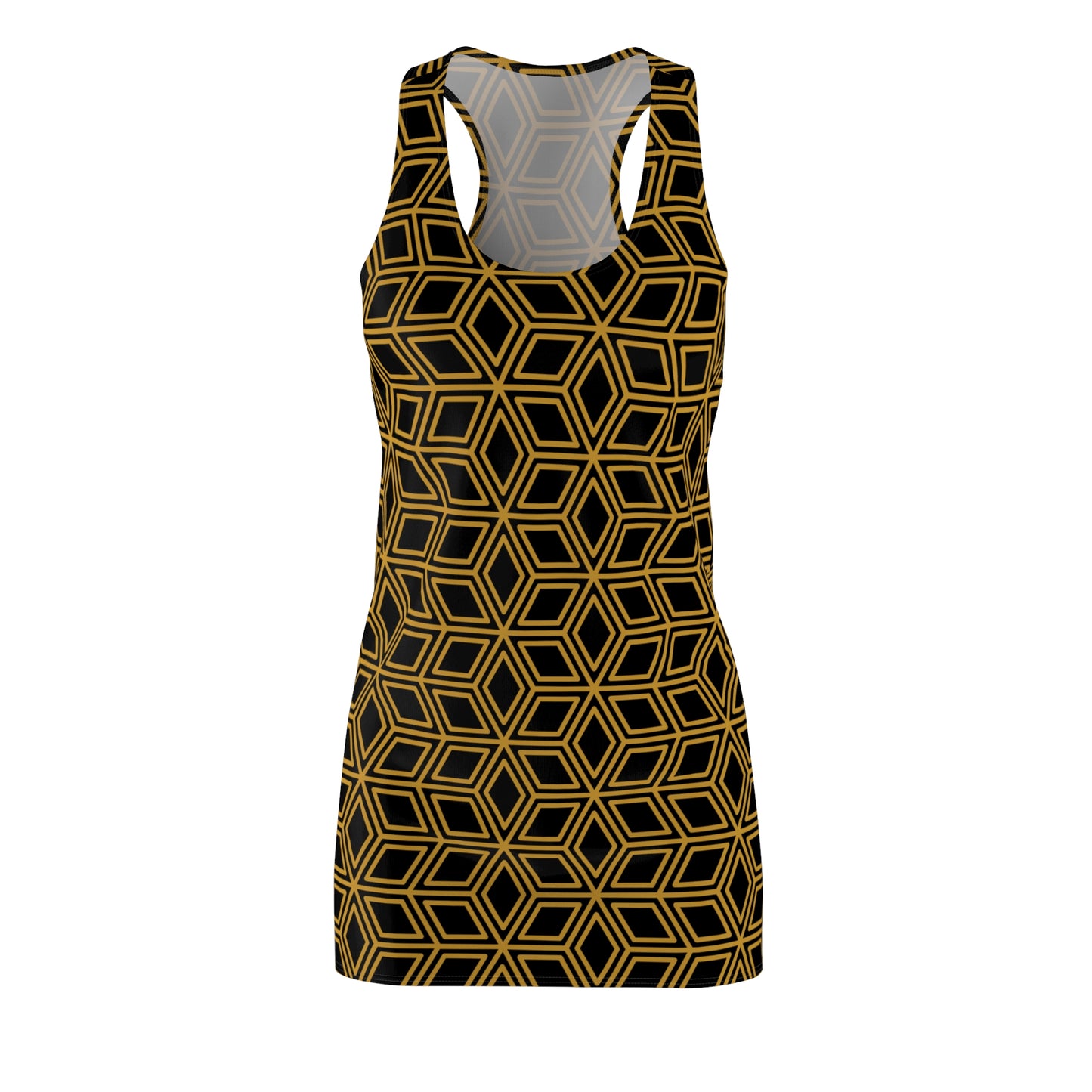 Luxury Racerback Dress mit Geometric Cube Pattern Design