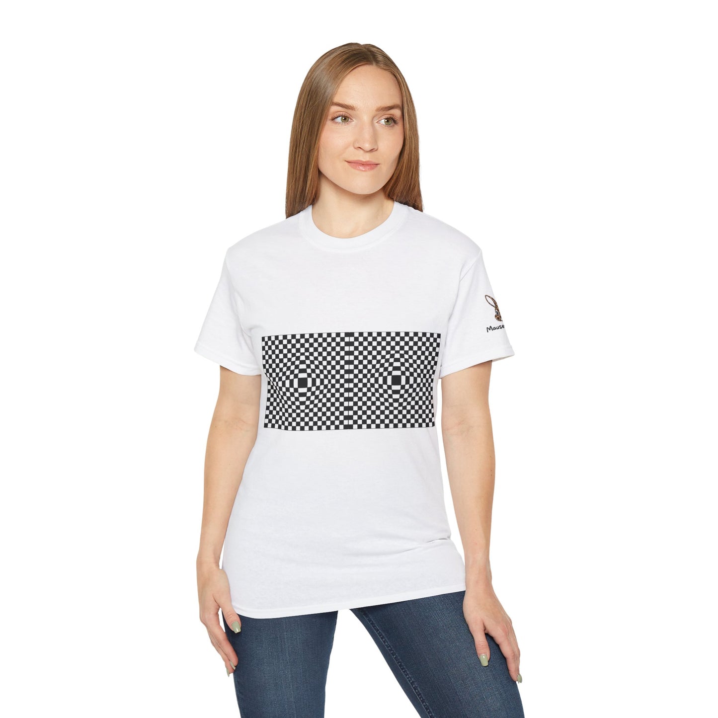 Optical Checkerboard Damen T-Shirt | Retro Illusion Streetwear