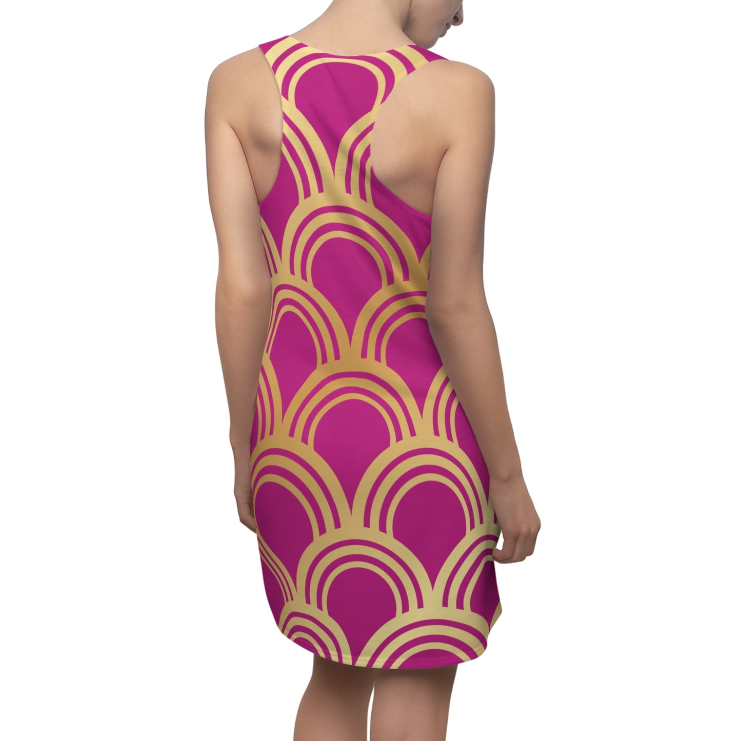 Luxury Racerback Dress mit Art Deco Bogen Muster pembe