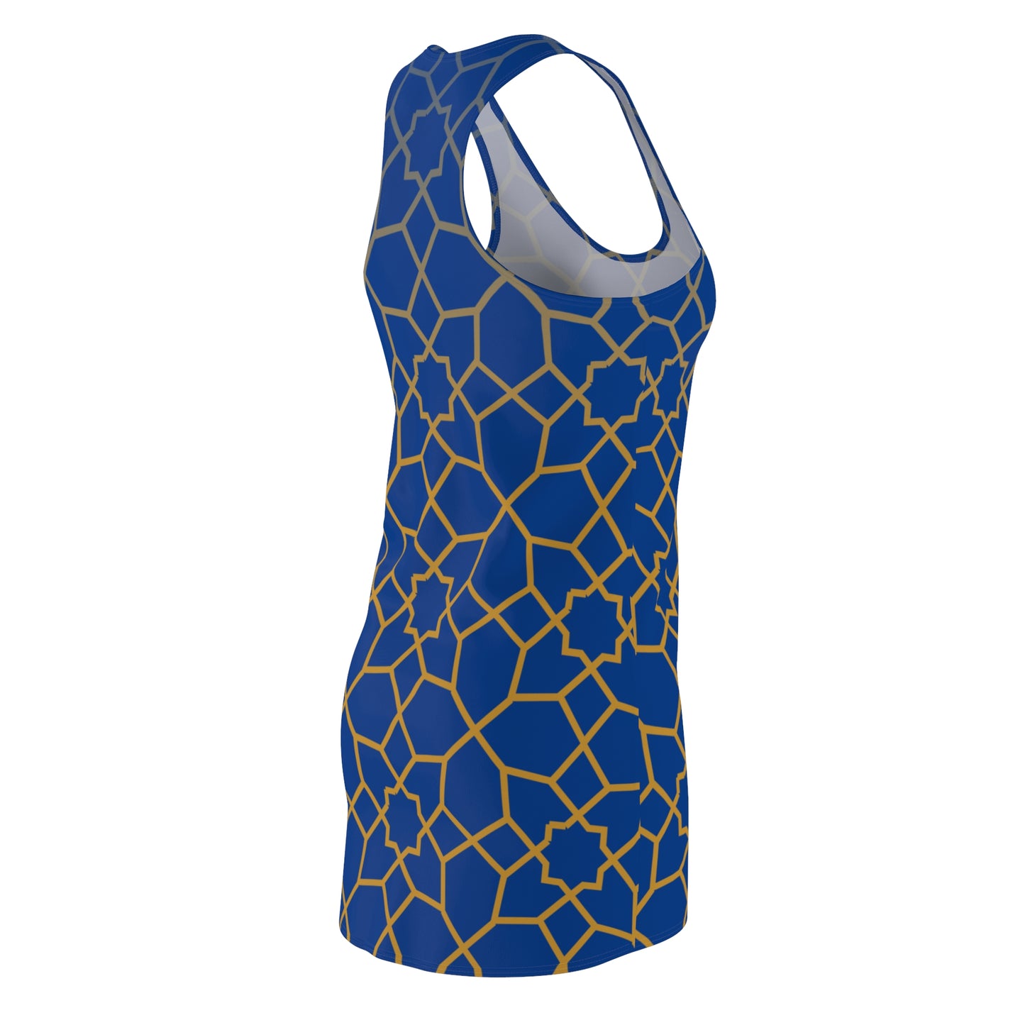 Luxury Racerback Dress mit Golden Mosaic Pattern auf Blau