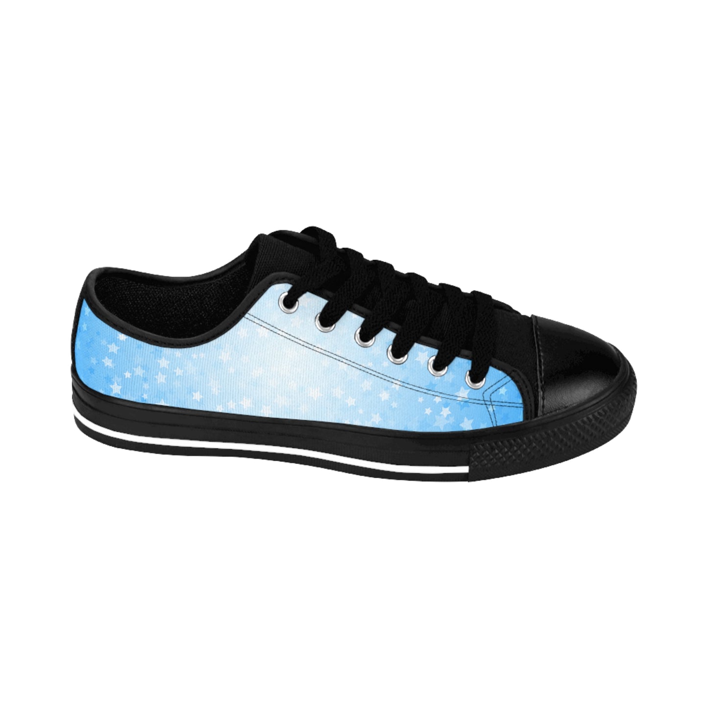 Star Pattern Canvas Sneakers Women – Blue Gradient Lace-Up Shoes