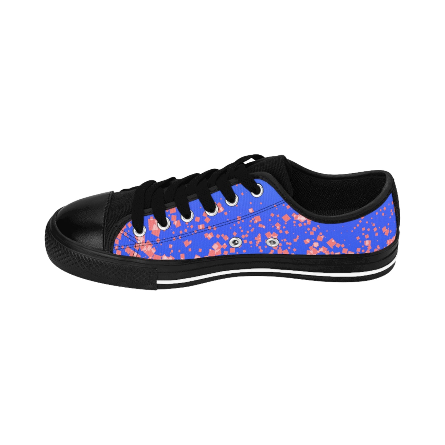 Blue Pink Confetti Sneakers – Casual Low Top Canvas Shoes