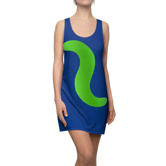 Dunkelblau Grün Abstrakt Racerback Kleid – Stylishes Sommerkleid