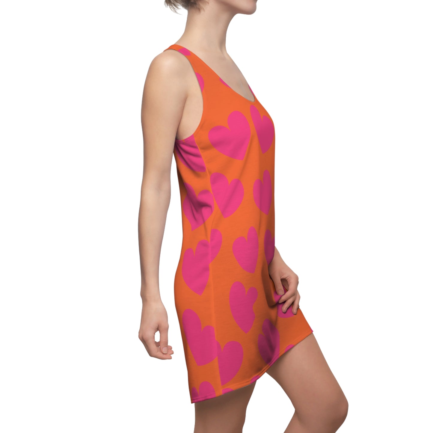 Oranges Damen Kleid Pink Herz Print Racerback Sommer Casual