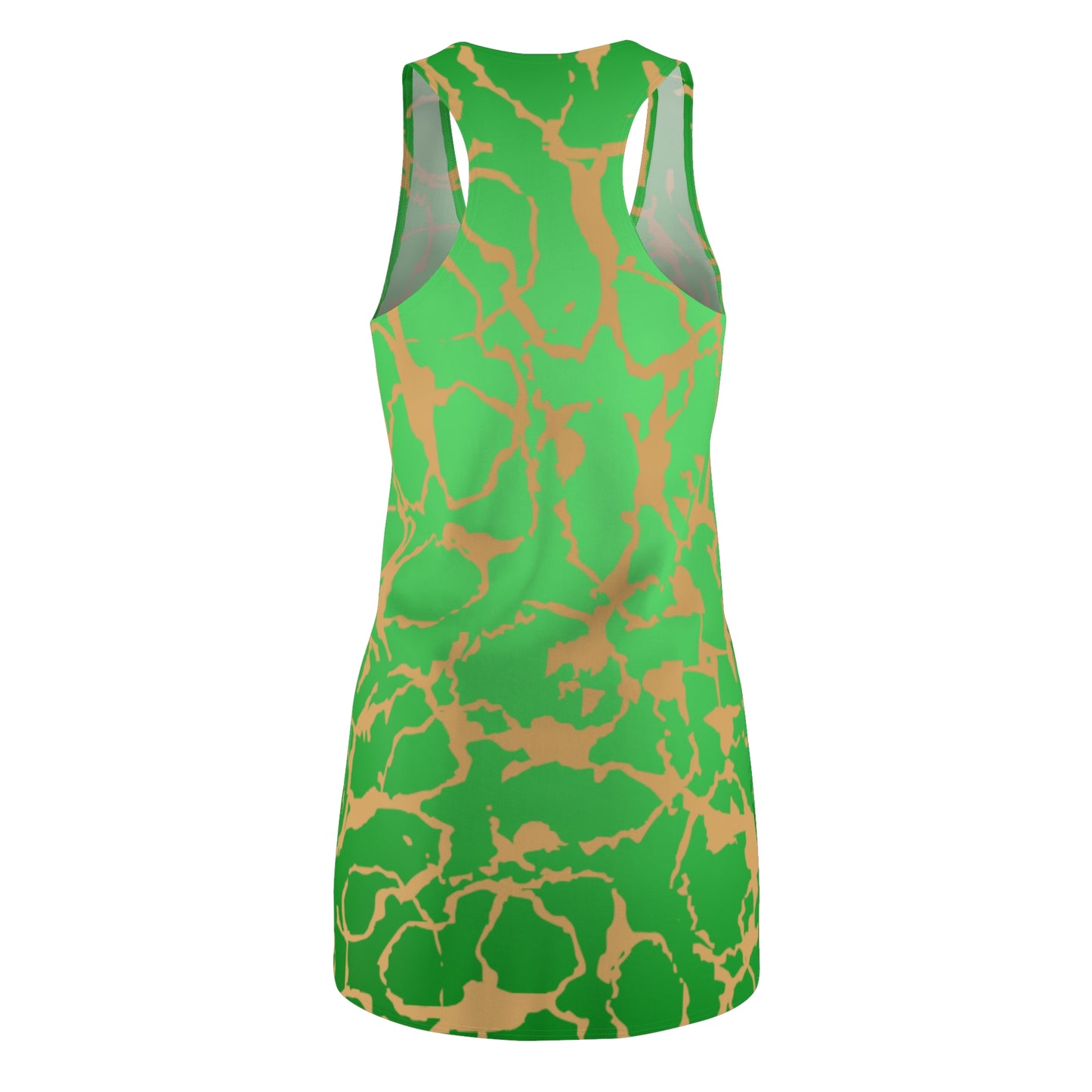 Racerback Kleid Grün Gold mit abstraktem Muster & Farbverlauf