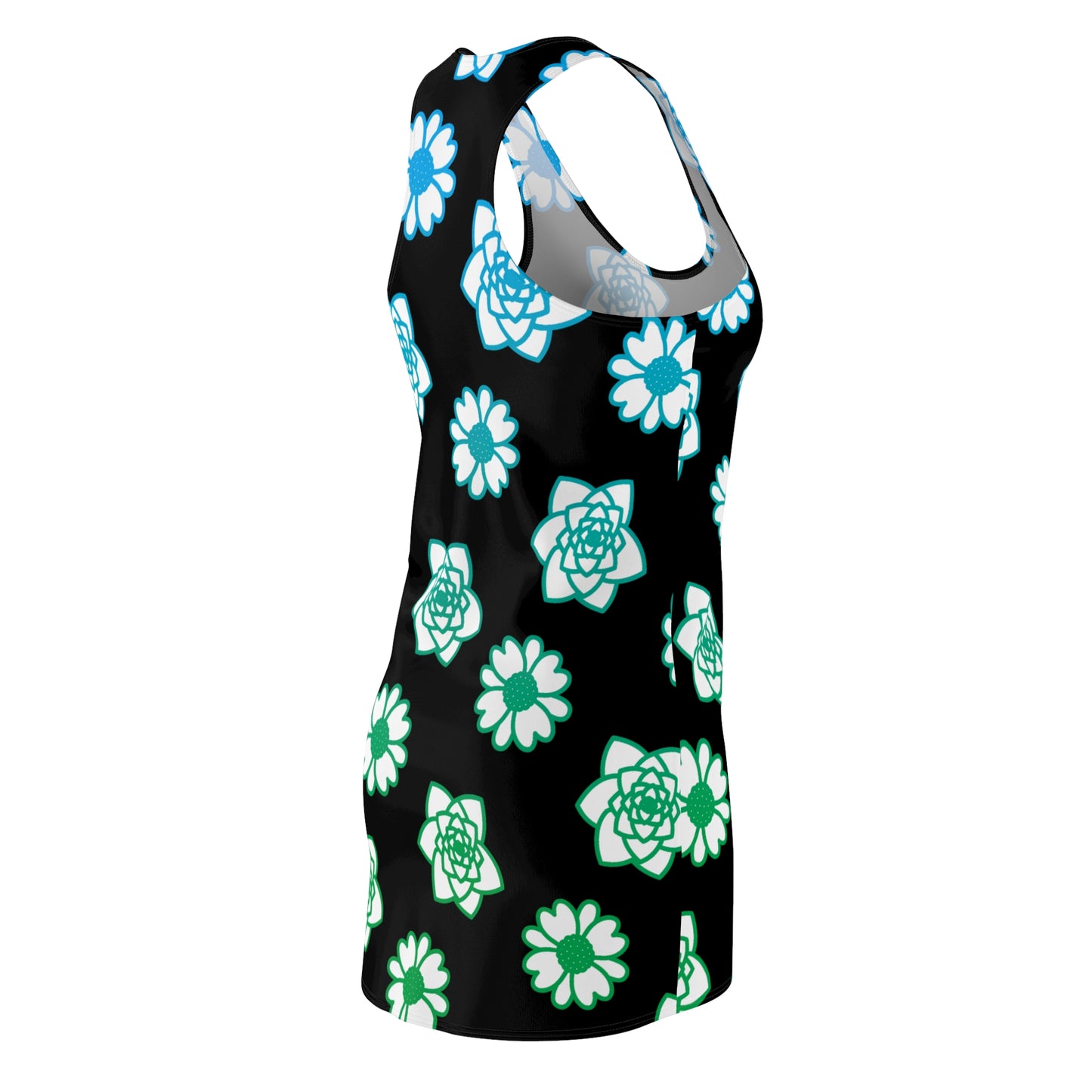 Racerback Kleid Schwarz mit grünem Blumenmuster Sommerlook