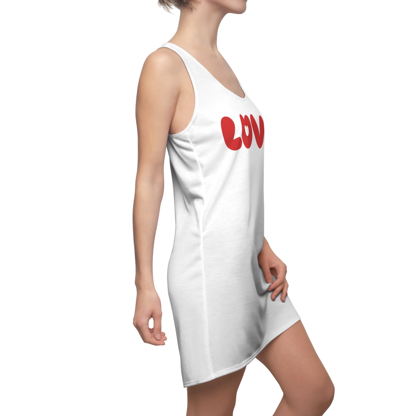 Love Racerback Kleid – Weiß Rot Schriftzug Kleid