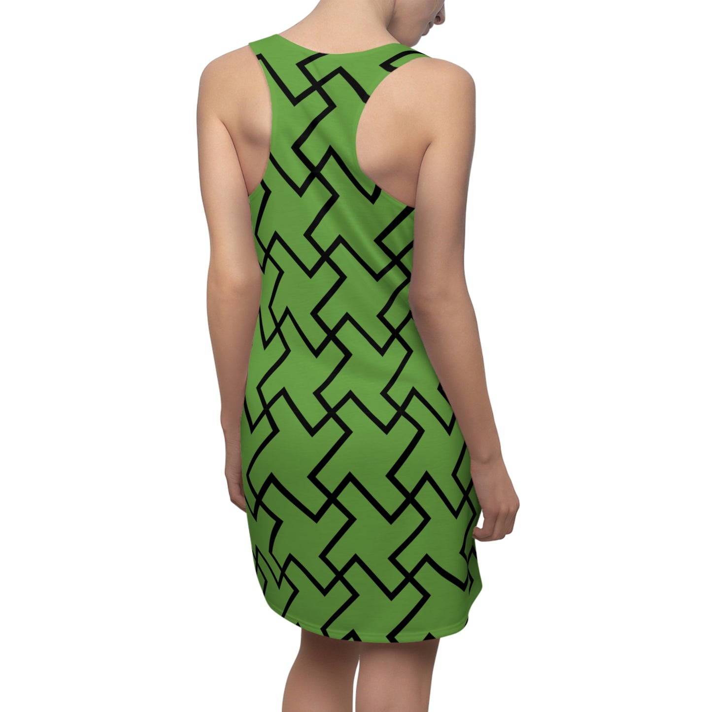 Hellgrünes Geometrie Racerback Kleid – Modern & Bequem