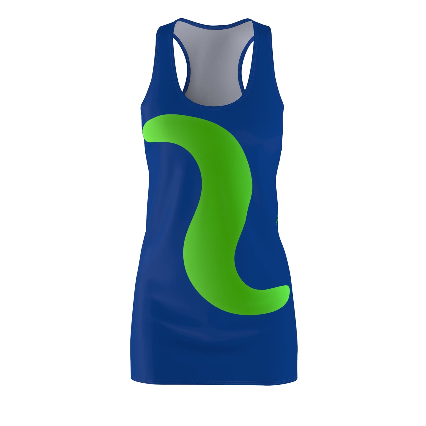 Dunkelblau Grün Abstrakt Racerback Kleid – Stylishes Sommerkleid