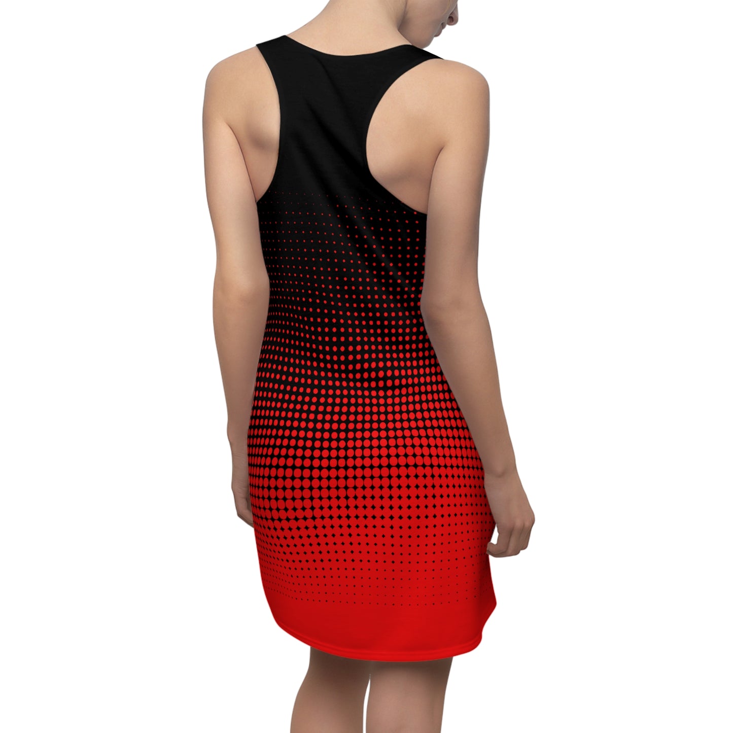 Racerback Kleid Schwarz Rot Farbverlauf mit Punkte Design