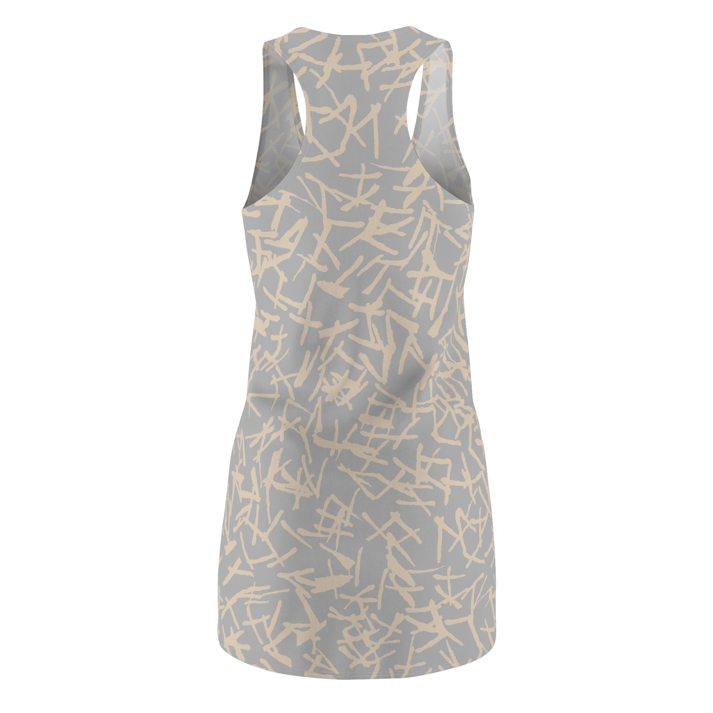 Racerback Damenkleid Sommer – Abstraktes Linienmuster, modern & bequem grau