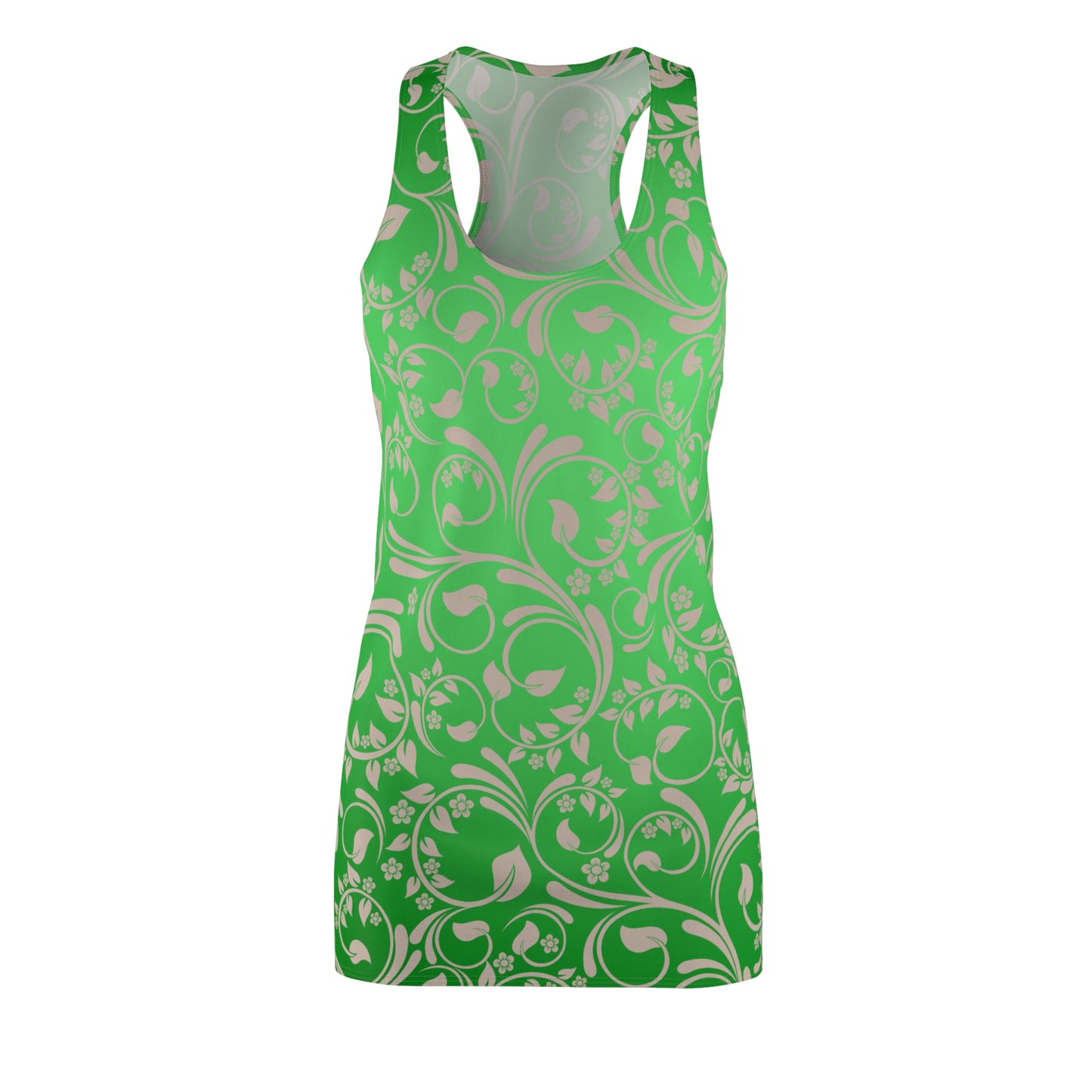 Grünes Racerback Kleid mit floralem Muster & sanftem Farbverlauf