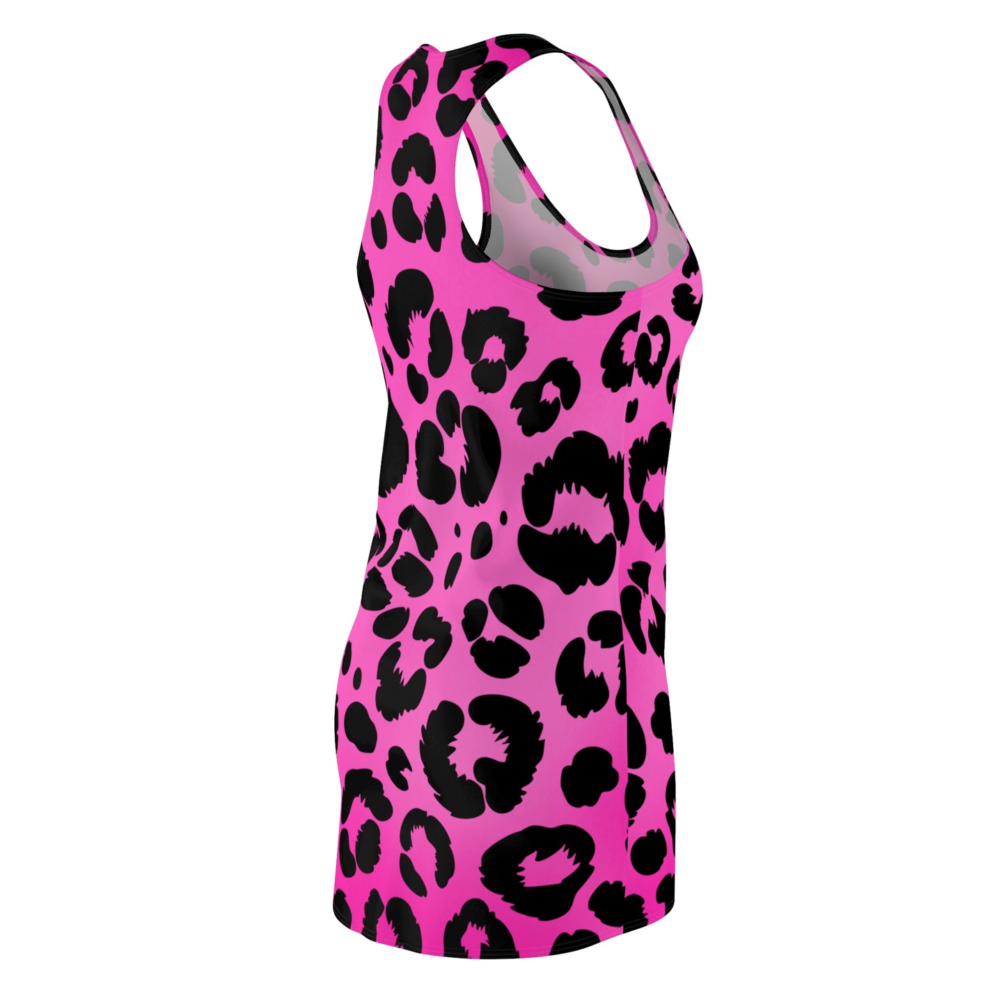 Racerback Damenkleid Sommer – Pinker Farbverlauf im Leo-Look