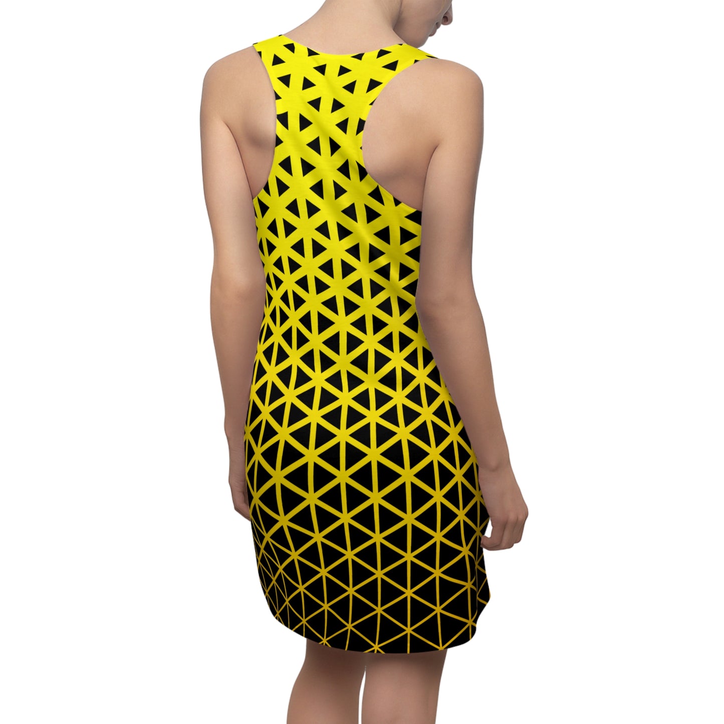 Gelbes Racerback Kleid – Modernes Sommerkleid mit geometrischem Muster