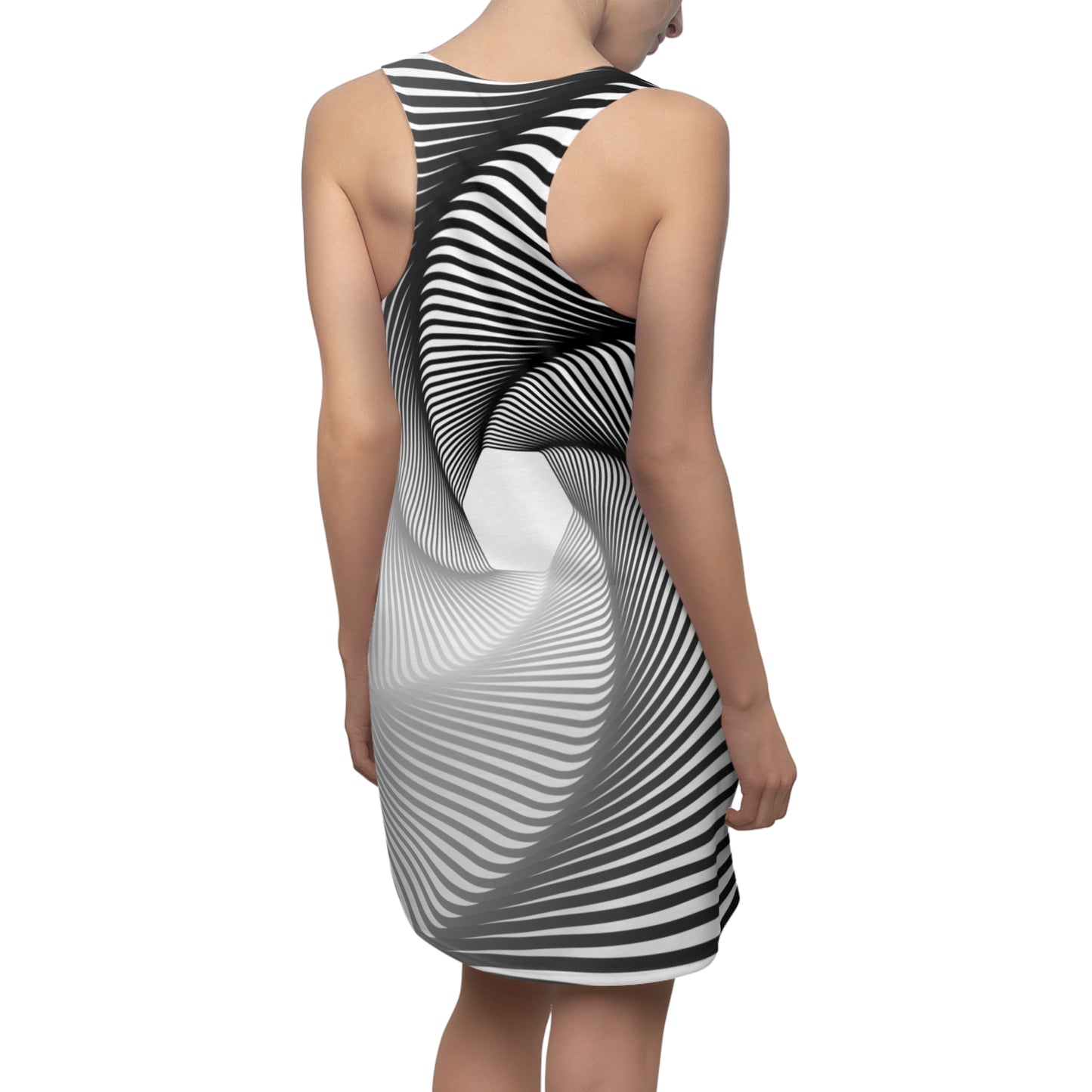 Schwarz Weiß Spirale Racerback Kleid – Stilvolles Sommerkleid