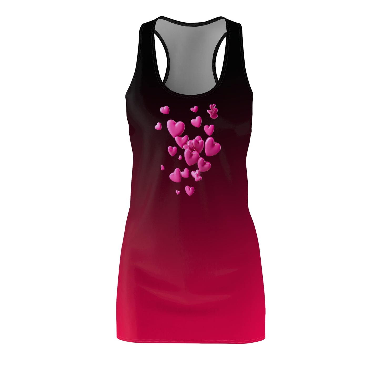 Rotes Racerback Kleid mit pinkem Herz-Cluster Design
