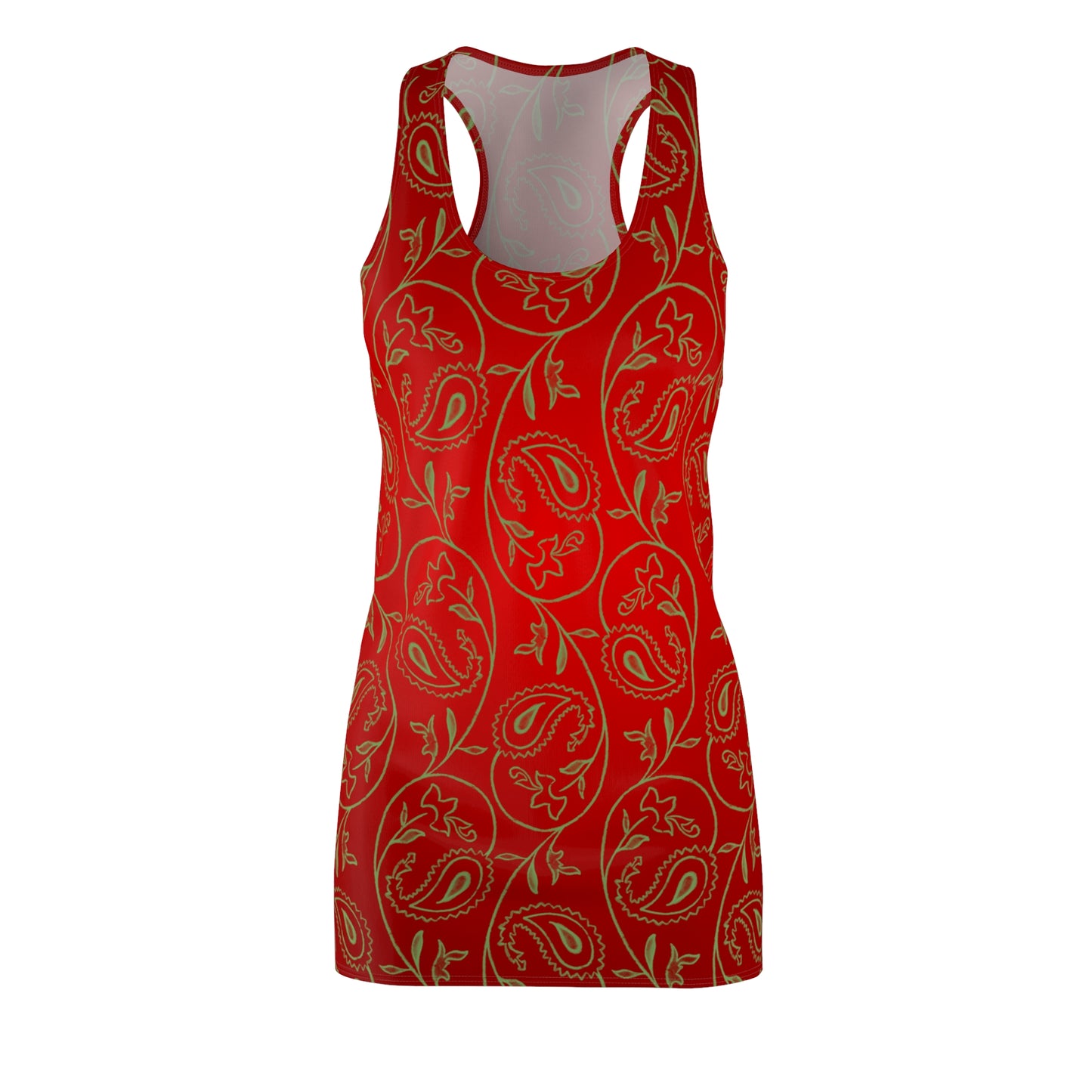 Damen Sommerkleid Rot mit Farbverlauf und Paisley Muster