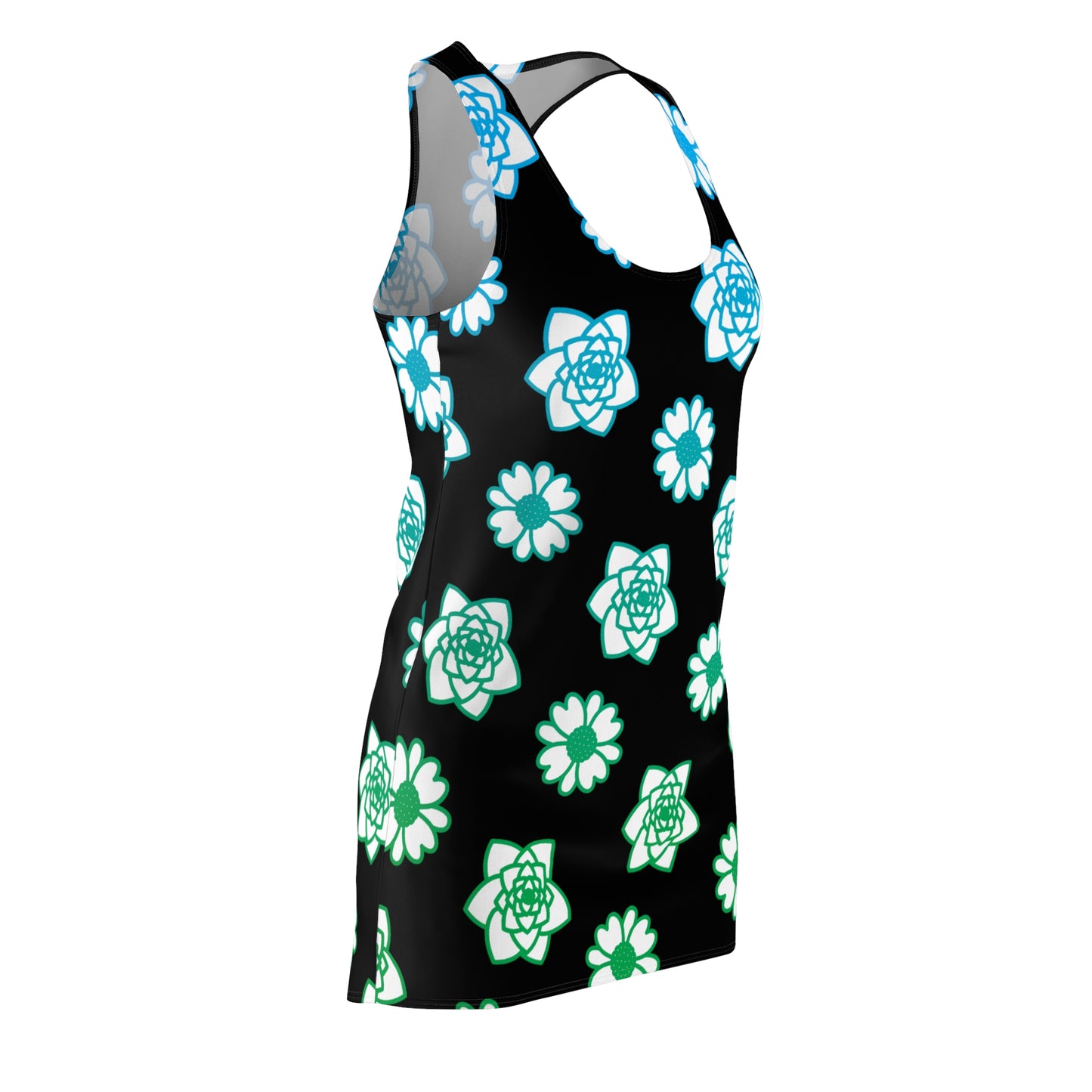 Racerback Kleid Schwarz mit grünem Blumenmuster Sommerlook