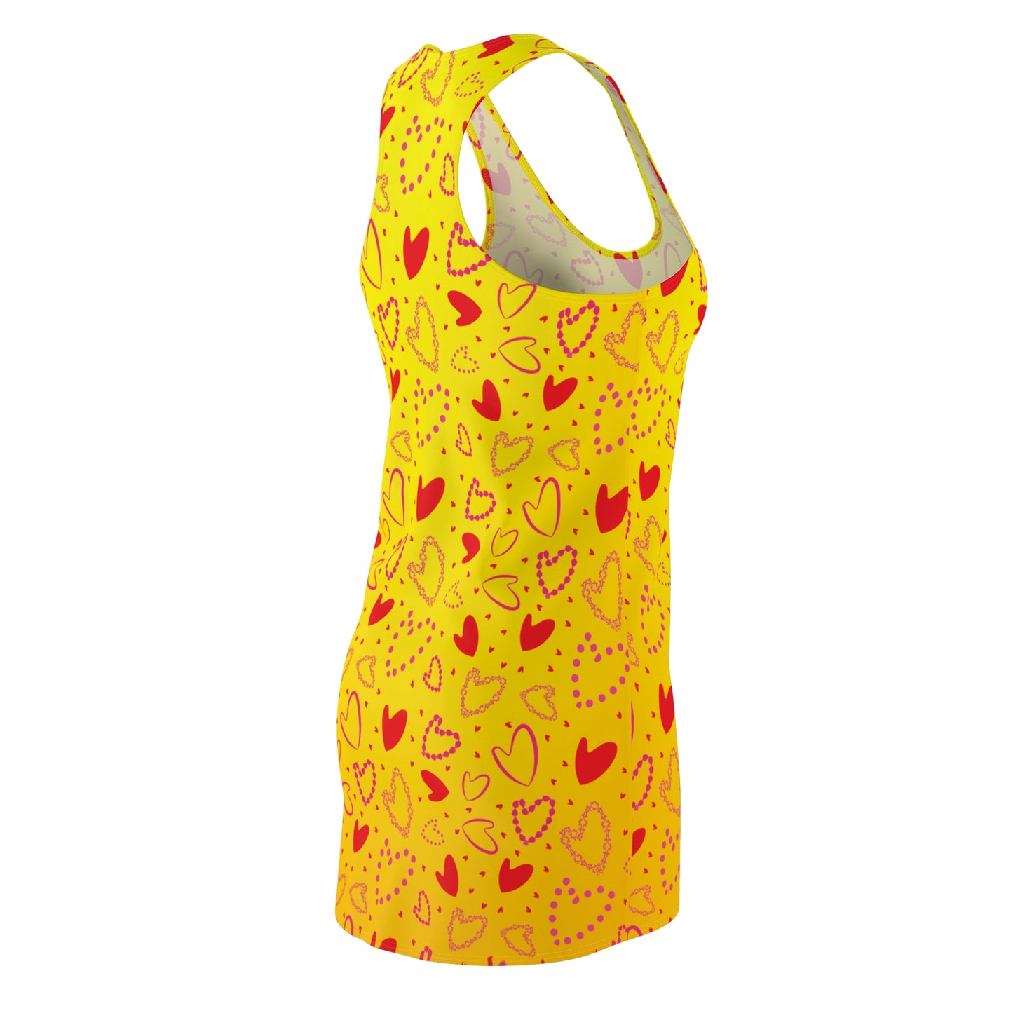 Gelbes Racerback Kleid – Sommerkleid mit verspieltem Herzmuster