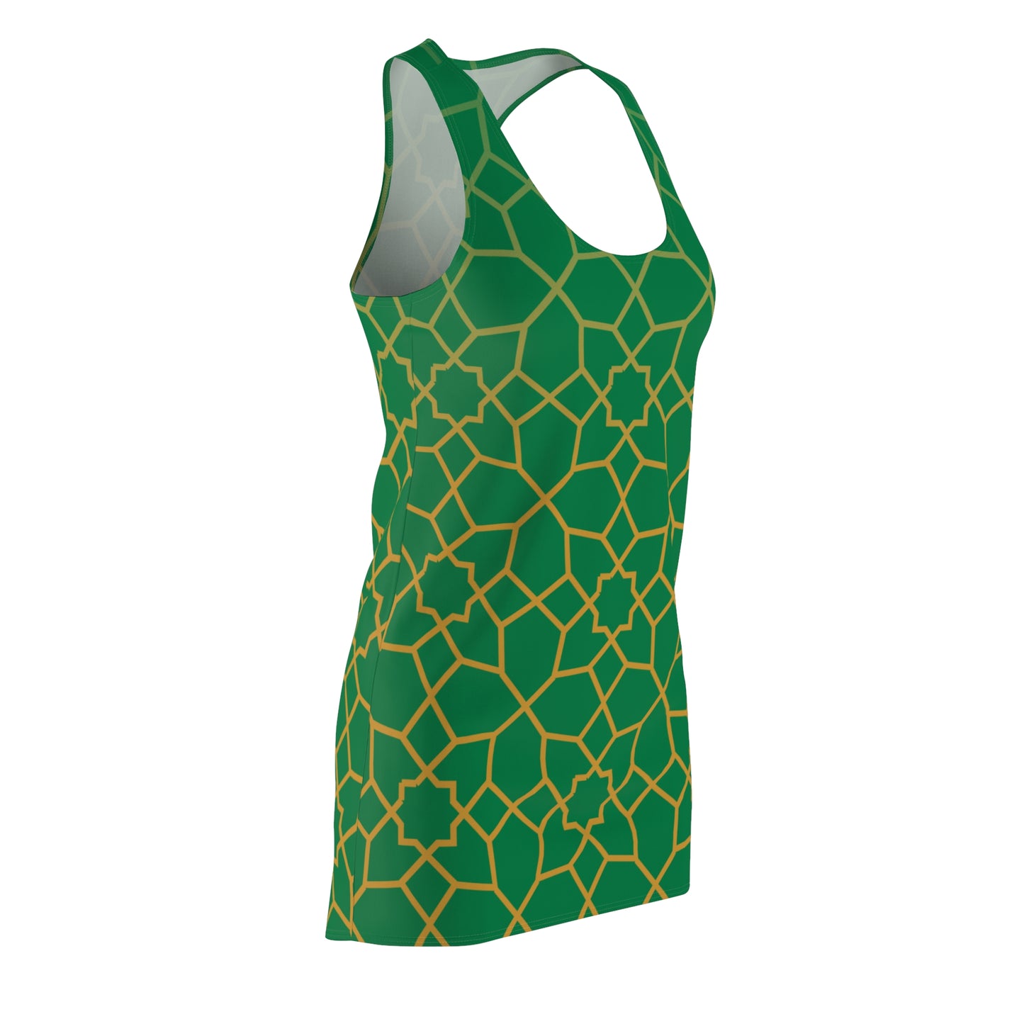 Luxury Racerback Dress mit Golden Mosaic Pattern auf grün