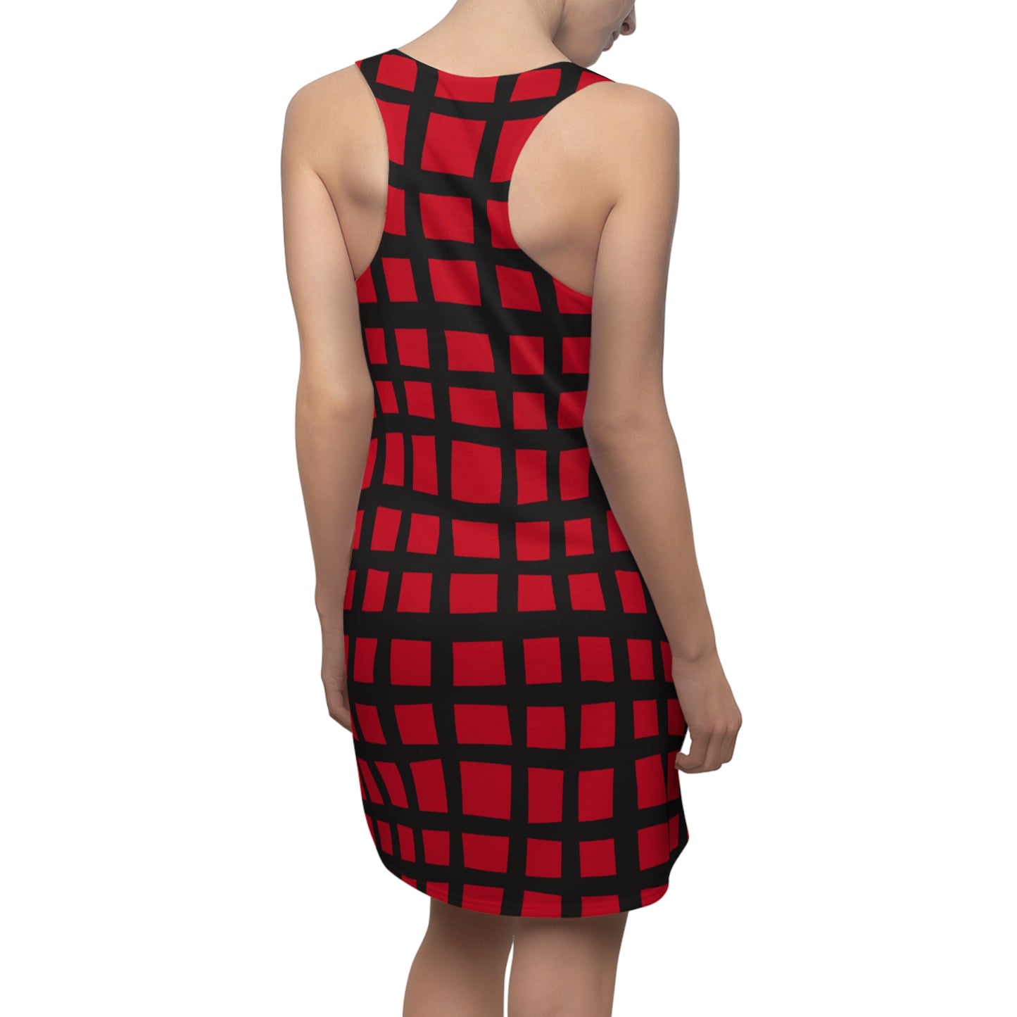 Dunkelrot Grid Racerback Kleid – Moderner Sommerlook