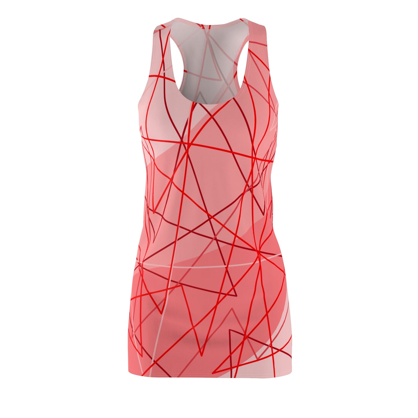 Modernes Racerback Kleid mit grafischem Linienmuster in Rosa Rot
